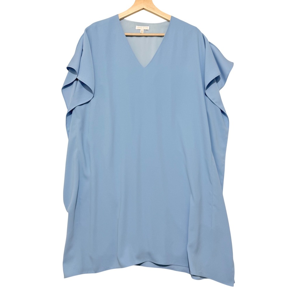 Anna Cate Eva Light Blue V-Neck Caftan Shift Dress Small Coastal Easter‎ Spring